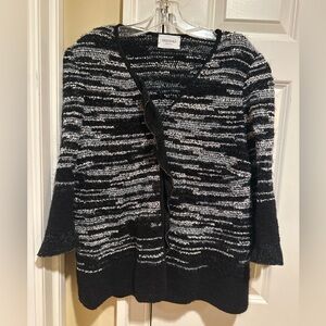 Stizzoli Made in Italy Black & Silver Textured Knit Jacket IT 54 (XL–XXL)